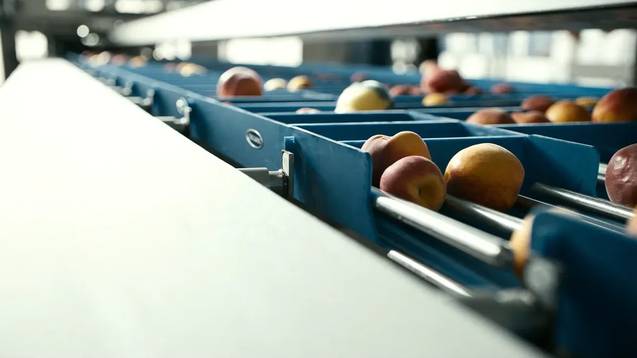 Clasificadora de fruta en una línea de empaque (ejemplo)